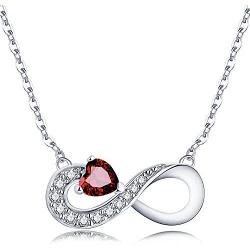 JO WISDOM 925 Sterling Silver Cubic Zirconia Infinity Heart Pendant Necklaces