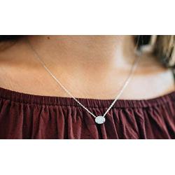 Ellena Rose Sterling Silver Opal Necklace, 925 Sterling Silver, Small Dainty Oval Opal Jewelry for Women, Gemstone Necklaces, Womens Jewelry, Simple Rose Gold Necklaces for Women