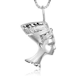 Honolulu Jewelry Company Sterling Silver Egyptian Queen Nefertiti Necklace Pendant with 18'' Box Chain