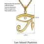 Lee Island Fashion 24K Gold Plated CZ Eye of Horus Egyptian Protection Pendant Stainless Steel Necklace, 24 Inch Chain Eye of Providence/All-Seeing-Eye Jewelry
