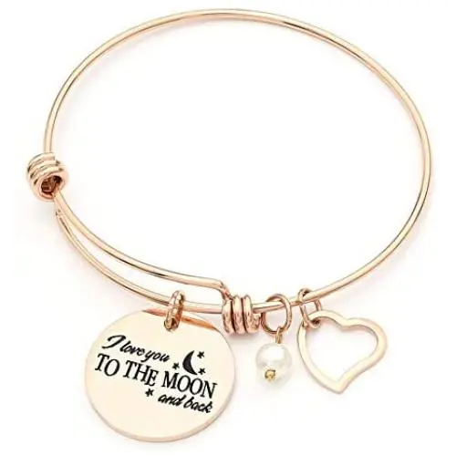Luvalti Charm Bracelet I Love You to The Moon & Back Adjustable Bangle Gift for Women Girl Sister Mother Friends Womens Rose Gold Luvalti Charm Bracelet I Love You to The Moon & Back Adjustable Bangle Gift for Women Girl Sister Mother Friends Womens Rose Gold