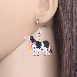 DOWAY Acrylic Charm Sweet Dairy Cattle Milk Cow Earrings Drop Dangle Jewelry Farm Decoration for Women Girls Funny Party Gifts