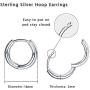 Small Silver Hoop Earring for Women/Men 925 Sterling Silver Hypoallergenic Dainty Thin Cartilage Earring Round Circle Earrings
