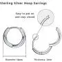 Small Silver Hoop Earring for Women/Men 925 Sterling Silver Hypoallergenic Dainty Thin Cartilage Earring Round Circle Earrings