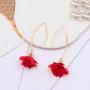 FUTIMELY Long Fabric Flower Tassel Earrings,Red/Green/Black/Purple/Pink/Blue/Grey/Yellow/White Dangle Drop Earrings for Women Teen Girls Bar Party Gifts
