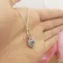 Dazzlingrock Collection 14K Gold 5 MM Heart Cut Blue Topaz & Round Diamond Heart Pendant (Silver Chain Included)
