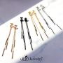 555Jewelry Womens Stainless Steel Triple Bar Drop Dangle Post Nut Earrings