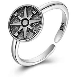 CUPENDA Sterling Silver Open Ring for Women Men Leaf /Celtic Knot/Flower/ Evil Eye Cuban Link Chain/Princess/Hug Love Thumb Ring Adjustable Fashion Jewelry Gift Rings