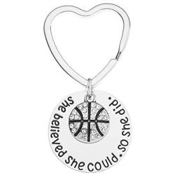 Sportybella Basketball Keychain- Basketball Gift- Basketball She Believed She Could So She Did Jewelry for Girls, Perfect Basketball Gift for Players