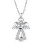 KesaPlan 925 Sterling Silver Guardian Angel Pendant Necklace for Girls Women Heart Crystal Silver Necklace for Gift, Crystals from Swarovski, Gift for Daughter/ Wife/ Girlfriend