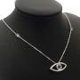 IOHUPCI Evil Eye Jewelry 925 Sterling Silver Blue White CZ Eye Pendant Necklace Gifts for Women Girl 18'' Sliver Chain