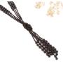 Vintage Style Charcoal Black Long Multitier Beaded Womens Necklace Jewelry (Long - 31'')