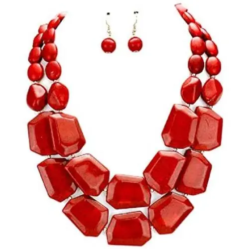 Uniklook Statement Layered Strands Chunky Mixed Beads Necklace Earrings Set Gift Bijoux (Turquoise) Uniklook Statement Layered Strands Chunky Mixed Beads Necklace Earrings Set Gift Bijoux (Turquoise)