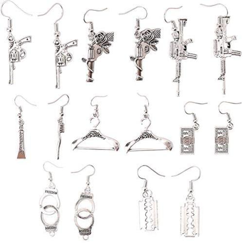 Gothic Dangle Earrings,Handcuff Razor Blade Silver-Colored Drop Earrings for Women Girls
