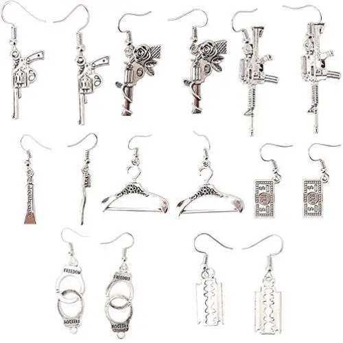Gothic Dangle Earrings,Handcuff Razor Blade Silver-Colored Drop Earrings for Women Girls Gothic Dangle Earrings,Handcuff Razor Blade Silver-Colored Drop Earrings for Women Girls