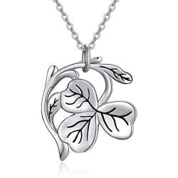 SIMONLY Shamrock Necklace for Women Three Leaf Clover Pendant Necklace St Patricks Day Necklaces Lucky Jewelry Gifts