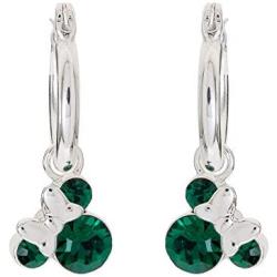 Disney Minnie Mouse Birthstone Jewelry for Women and Girls, Minnie Mouse Crystal Hoop Earrings