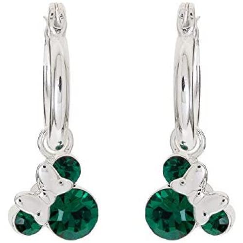Disney Minnie Mouse Birthstone Jewelry for Women and Girls, Minnie Mouse Crystal Hoop Earrings