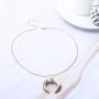 Jovono Boho Fashion Crescent Moon Pendants Necklaces Hammered Moon Necklace Jewelry for Women and Girls (Gold+Veins)