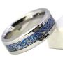 ringheart Couple Rings White Gold Filled Heart Cut Blue Cz Womens Wedding Ring Sets Stainless Steel Men Wedding Band (Please Buy 2 Rings for 1 Pair)