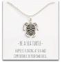 Happy Kisses Sea Turtle Necklace for Women - Tribal/Native Black and Silver Pendant – Cute Message Card About Floating at Sea – Great Gift for Girls and Kids– 18” Chain