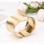 Wide Grooved Crystal Cuff Hinge Bangle Metal Shiny Punk Bracelet Great Polished Fashion Statement Bangles Gold Smooth Bangle Bracelet for Women Girls Fashion Jewelry