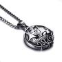 Elfasio Viking Pendant Necklace for Men Pirate Drakkar Ship Norse Sea Monster Octopus Tentacle Stainless Steel Both Sided Chain Vintage Jewelry