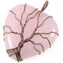 Top Plaza Natural Rose Quartz Healing Crystals Necklace Bronze Tree Of Life Wire Wrapped Stone Heart Pendant Necklaces Reiki Quartz Jewelry for Womens Girls Ladies