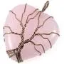Top Plaza Natural Rose Quartz Healing Crystals Necklace Bronze Tree Of Life Wire Wrapped Stone Heart Pendant Necklaces Reiki Quartz Jewelry for Womens Girls Ladies