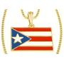 GWOOD Puerto Rico Flag Pendant Set with 24 and 30 Inch Box Link Necklaces
