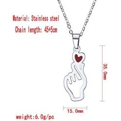COMTRUDE BTS Love Necklace, Stainless Steel Personalised Finger Heart Kpop BTS Charm Love Yourself Pendant