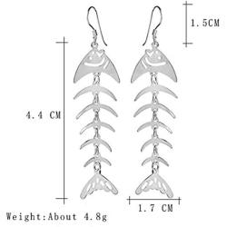 Fishbone Animal Fish Occident Beautiful Earrings Dangle for Women Girl Silver Plated fashion club Jewelry Gift