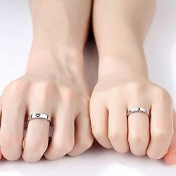 Beydodo 925 Sterling Silver Rings Engagement Couple Rings Sun and Moon 2In1 I Love You Rings Adjustable Custom