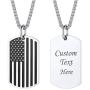 Custom Dog Tag Necklace for Men Women Stainless Steel Enamel Star US America Flag Pendant Patriotism Pendant Charm with Spiga Chain 22 Inch, Personalized Engraved Tags