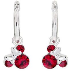 Disney Minnie Mouse Birthstone Jewelry for Women and Girls, Minnie Mouse Crystal Hoop Earrings