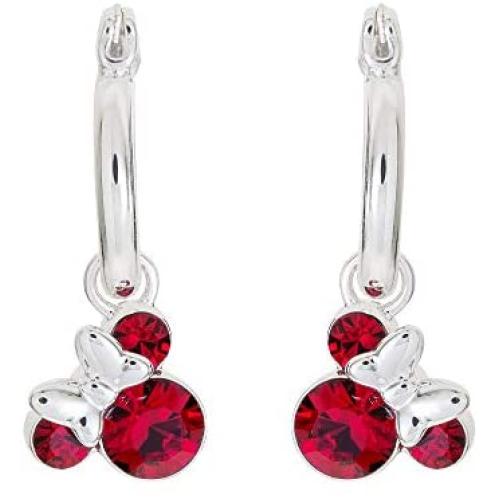 Disney Minnie Mouse Birthstone Jewelry for Women and Girls, Minnie Mouse Crystal Hoop Earrings