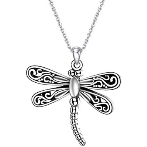 ONEFINITY Dragonfly Necklace 925 Sterling Silver Dragonfly Pendant Necklace Cute Dragonfly Jewelry for Women Men