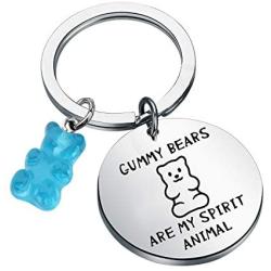 FAADBUK Funny Gummy Bear Keychain Gummy Bear Lover Gift Gummy Bears are My Spirit Animal Jewelry Flatback Resin Gummy Bear Pendant Keyring