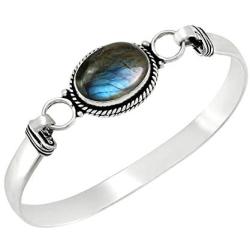 Natural Moonstone Turquoise Labradorite Malachite Cuff Bangle 12x16mm Oval Shape Gemstone 925 Silver Overlay Handmade Cuff Bangle Jewelry