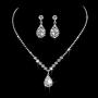 Jakawin Bride Silver Bridal Necklace Earrings Set Crystal Wedding Jewelry Set Rhinestone Choker Necklace for Women and Girls (Set of 3) (NK144-3)