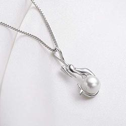 Pearl Necklace Mermaid Deer Elk Horn Antler Star Shaped Freshwater Cultured White Pearl Pendant with Silver Chain Jewelry Gifts for Women Girls