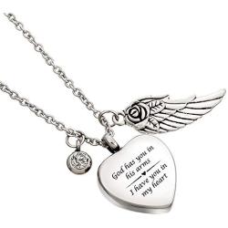 MJartoria Urn Necklaces for Ashes, Memorial Jewelry, Stainless Steel Heart-Shaped Delicate Commemorative Pendant Necklace Vial Necklace