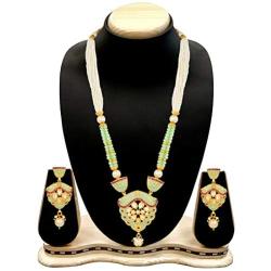 Aheli Matte Meenakari Pendant Earrings Pearl Beads Strands Necklace Set Indian Wedding Ethnic Fashion Jewelry for Women