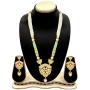 Aheli Matte Meenakari Pendant Earrings Pearl Beads Strands Necklace Set Indian Wedding Ethnic Fashion Jewelry for Women
