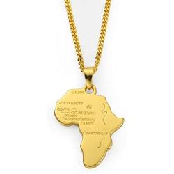 Aiyo Nice Hip Hop Jewelry 75cm Long Chain Platinum 18K Gold Plated African Map Pendant Necklace