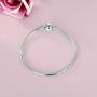 LONAGO Jewelry Moments Round Clasp Snake Chain Charm 925 Sterling Silver Bracelet Fit Pandora Charm Birthday Gift for Women Mom