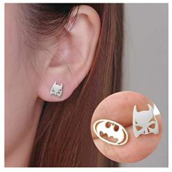 Eiffy Batman Themed Bat Mask and Logo Shaped Stud Earrings for Women Super Heroes Earrings Jewelry