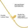 Lifetime Jewelry 1mm Rope Chain Bracelet for Women & Men 24k Real Gold Plated