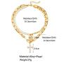 Haloty Boho Layered Corss Pendant Necklace Gold Pearl Necklaces Chain Fashion Coin Necklaces Jewelry for Women and Girls