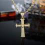 OPALTOP 14K Yellow Gold Plated Cross Necklace for Men Religious Jewelry Gifts Boys CZ Cross Pendant Necklaces 19.5in